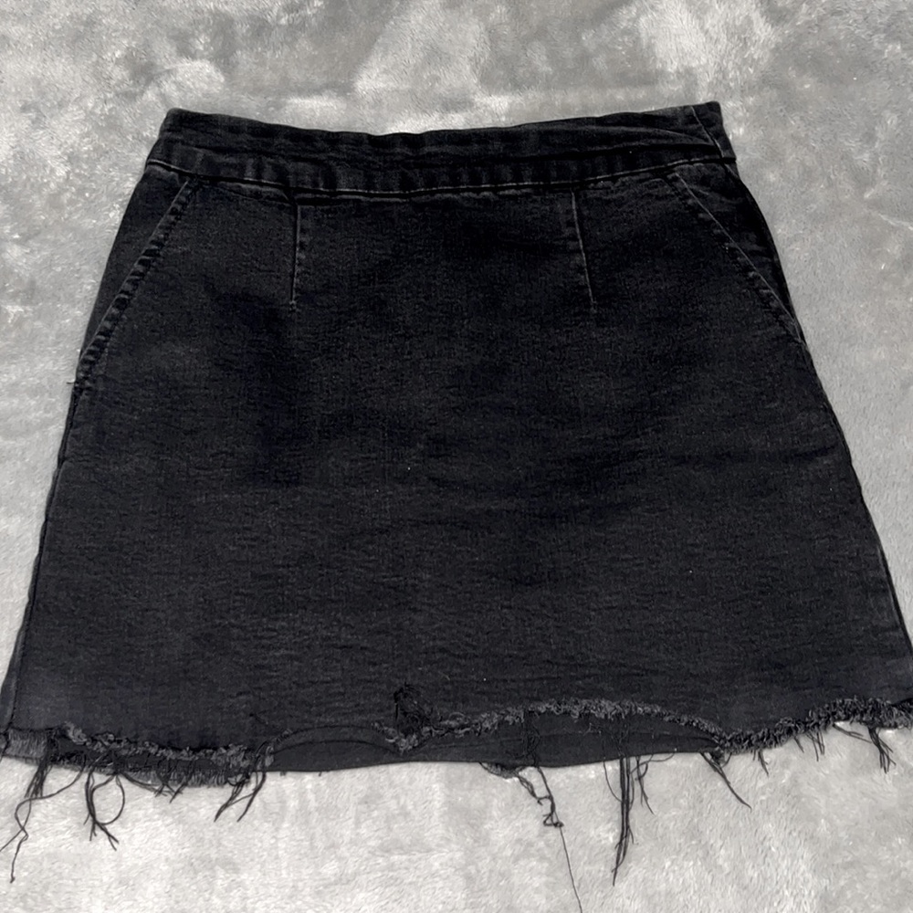 Tight black denim skirt